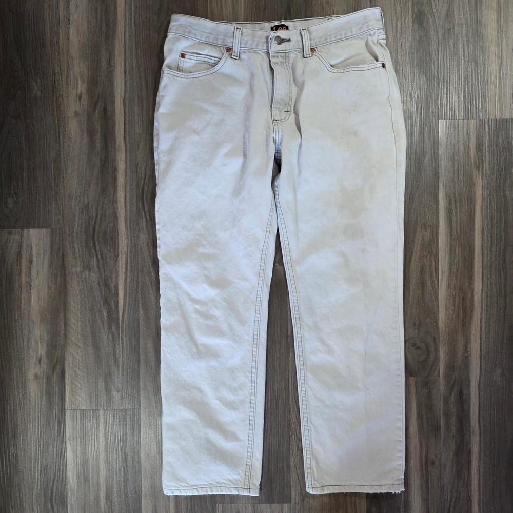 Lee Mens Regular Fit‎ Straight Leg Jeans Off White Cotton 34x29 TZS-C810-007